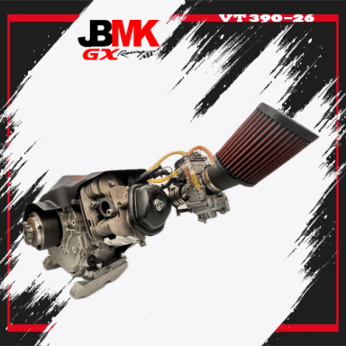 Technik-Detail VT390-26 (max. 6.000 U/min) Detail VT390-26: Tuningnockenwelle, strömungsoptimierter Zylinderkopf am Honda-GX390-Kartmotor