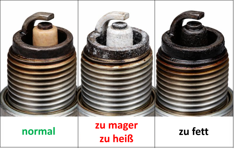 Zündkerzenbild Bild von 3 Zündkerzen in unterschiedlichen Zuständen